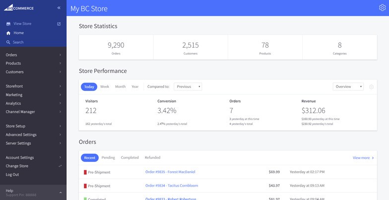 BigCommerce vs Shopify BigCommerce UI